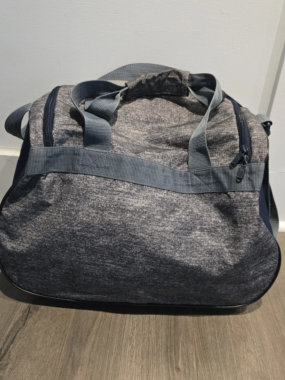 Adidas Duffle Gym Bag Travel Carry All Gray Blue Shoulder Strap Logo